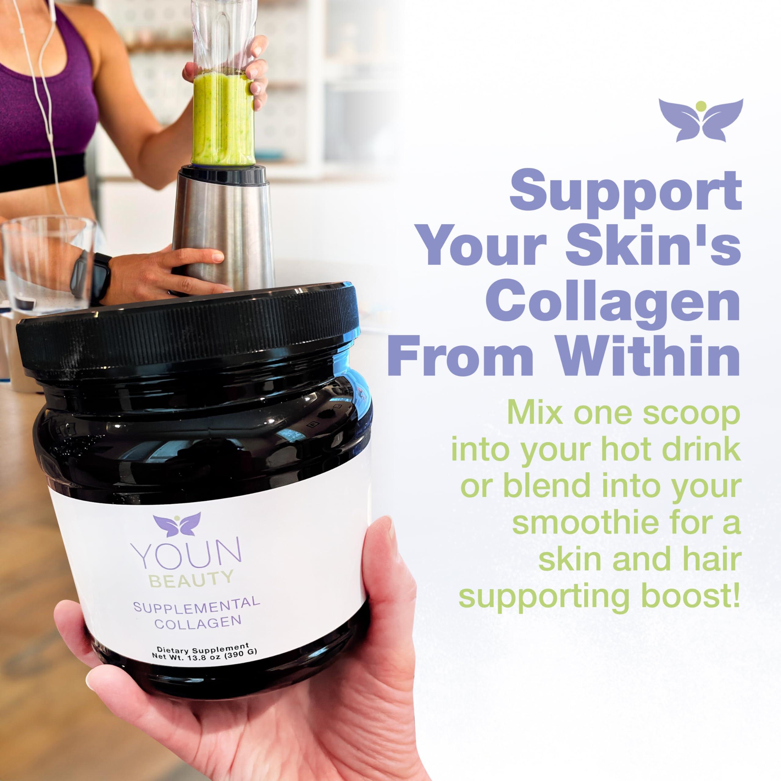 YOUN Beauty YOUN Beauty Supplemental Collagen Powder by Holistic Plastic Surgeon Dr. Anthony Youn, 30 Servings (Unflavored)  Fortigel, Fortibone & Verisol Multi-Collagen Peptides for Skin Health