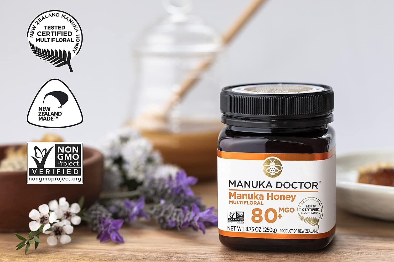 Manuka Doctor MANUKA DOCTOR - Manuka Honey MGO 80+ Multifloral & MGO 525+ Monofloral Value Bundle, 100% Pure New Zealand Honey. Certified. Guaranteed. RAW. Non-GMO, 2 x 8.75oz Pots