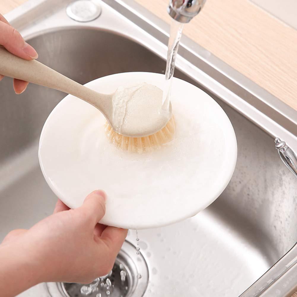 plplaaoo Dish Brush with Handle,Dish Scrub Brush,Kitchen Brushes for Dishes,Durable PP Kitchen Scrub Brush with Handle & Hanging Hole,Multipurpose Long Handle Dish Cleaning Brush for Pots,Pans,Sink