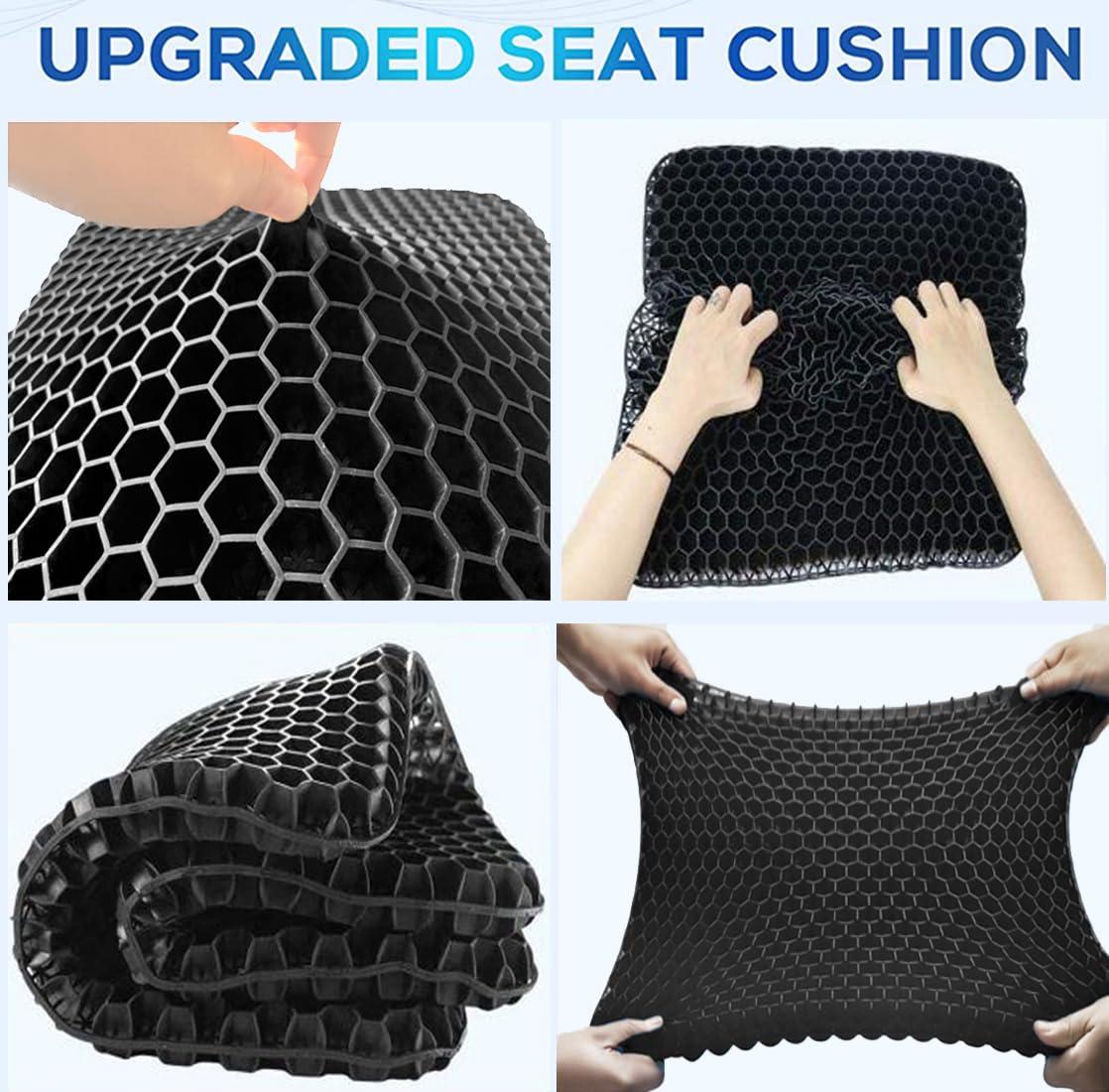 Helishy Helishy Gel Wheelchair Seat Cushion for Long Sitting, Extra Large & Thick Seat Cushion with Non-Slip Cover - Coccyx, Sciatica & Back Pain Relief - Wheelchair Cushions - Office Chair Car Seat Cushion