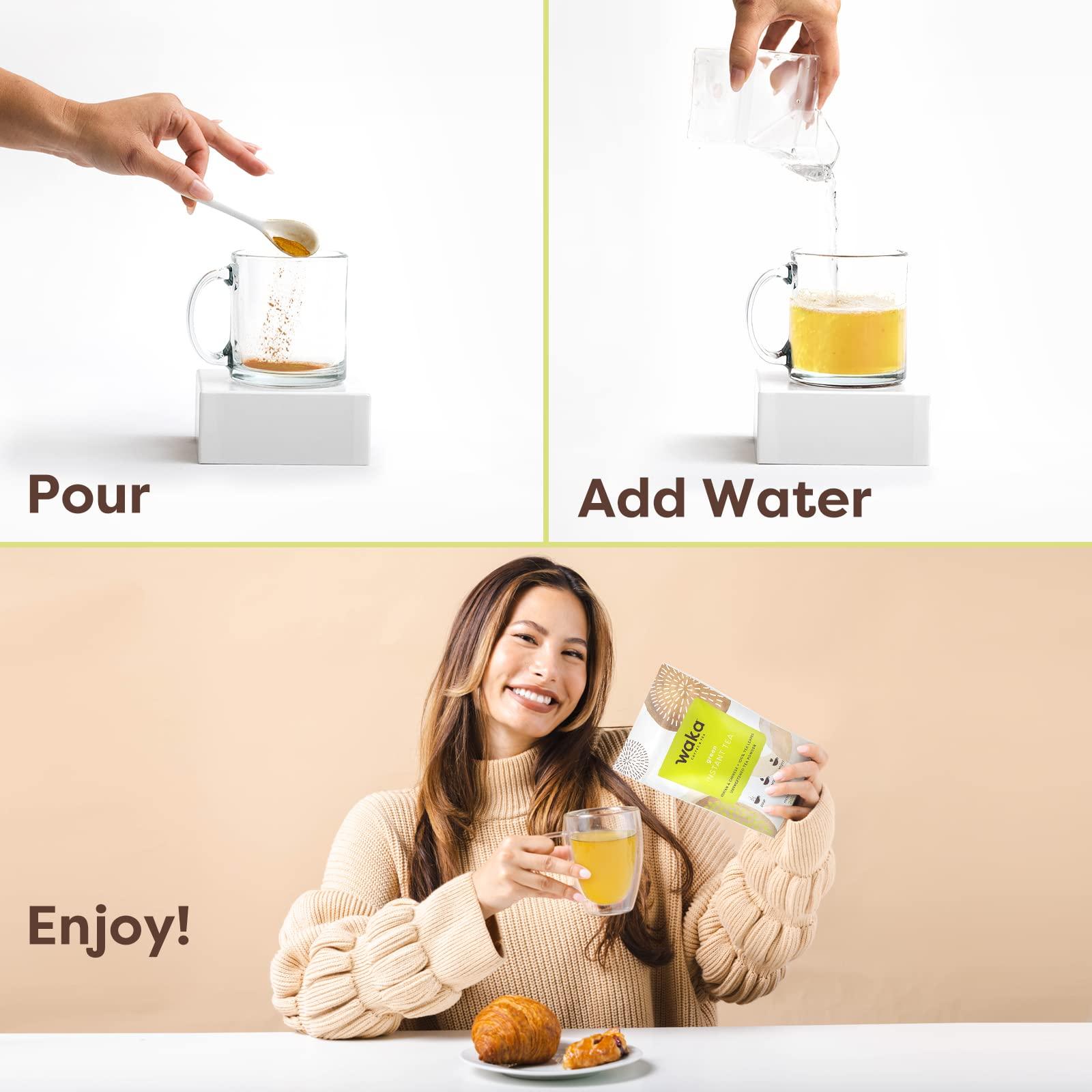 Waka Coffee Waka Instant Tea Mix, 2 Bag Bundle - 100% Tea Leaves, No Additives, Unsweetened Tea Powders - Classic & Mango Flavored Green (4.5oz Each)