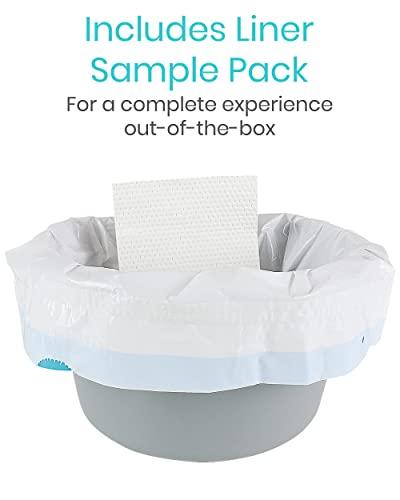Vive Vive Bariatric Bedside Commode 500 lb Capacity- Folding 3n1 Toilet Chair, Portable Extra Wide Seat with Bucket Splash Guard, Heavy Duty Adult Bathroom, Pail Fits Standard Disposable Liner Bag, Nonslip