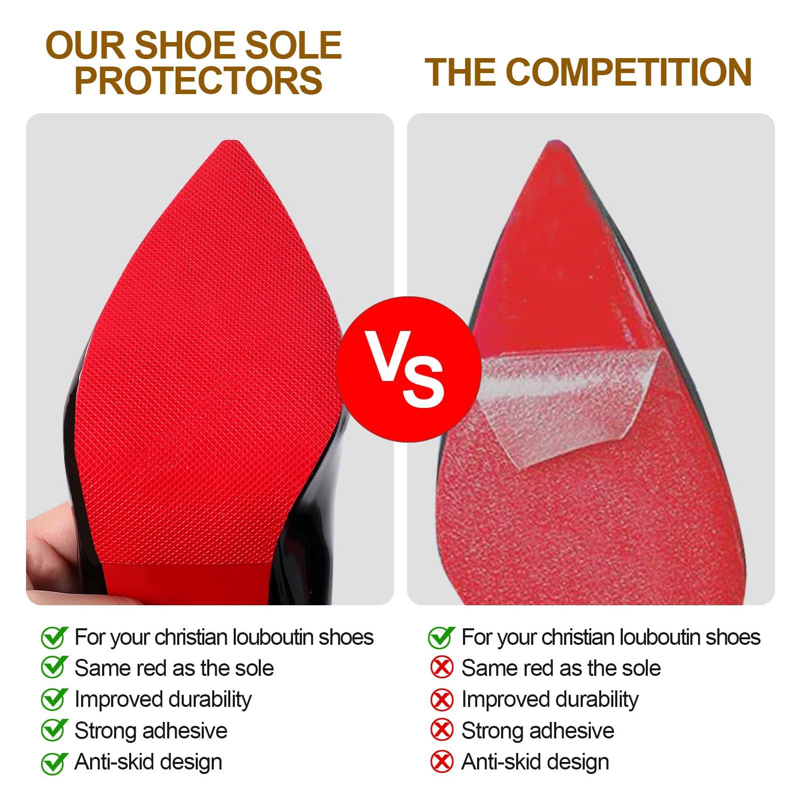 Ashoesert Ashoesert Red Bottoms Sole Protector,Shoe Sole Protector for Christian Louboutin High Heels, Anti Slip Shoe Grips Pads Compatible with Louboutin Shoes -2 Pairs6.0\"4.0\",Red