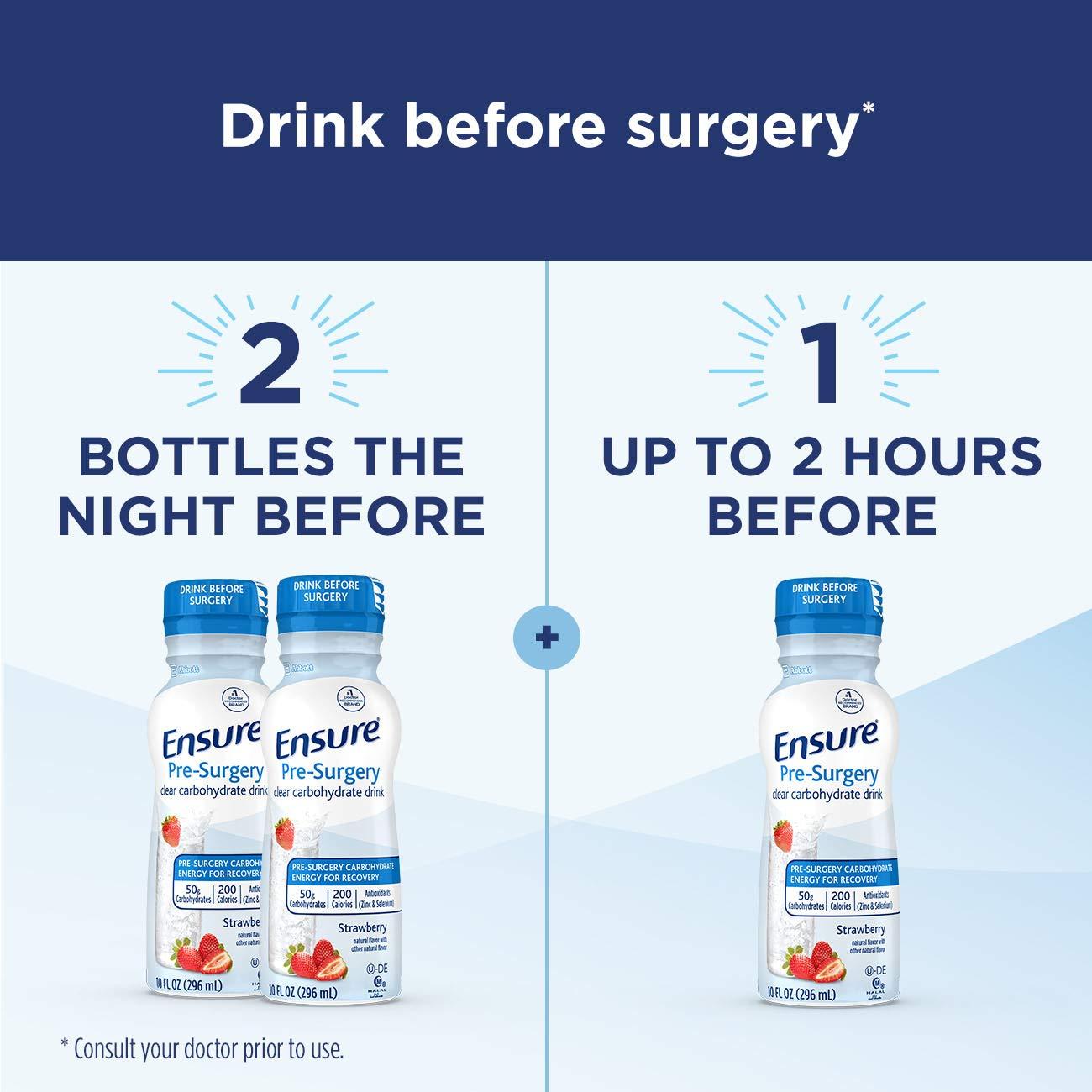Ensure Surgery Ensure Pre-Surgery, Clear Carbohydrate Drink, Strawberry, 10 fl oz, 4 Count