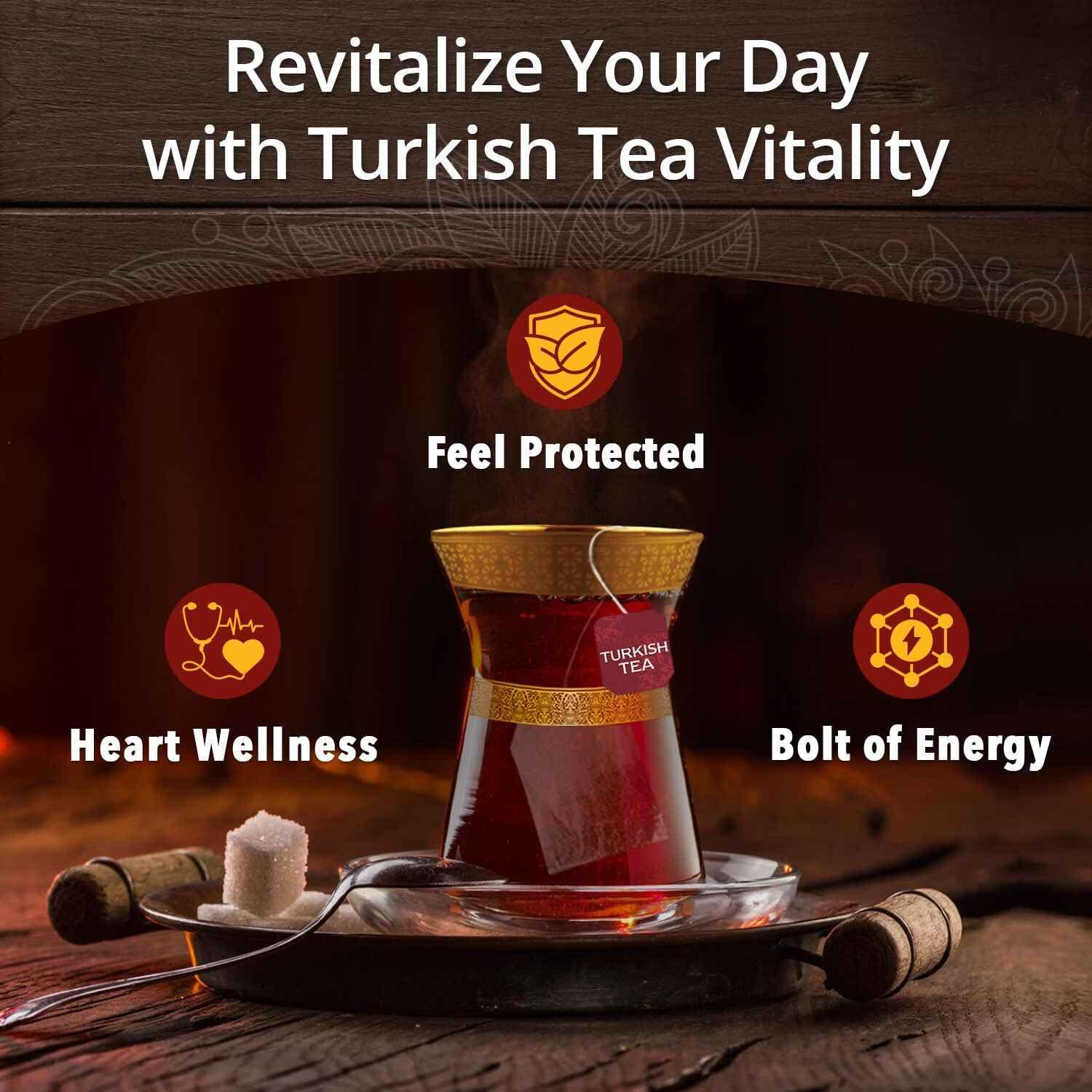 Eastern Vital Tea Turkish Tea Black, Count of 25 Black Tea Bags - Flavourful Taste of Black, Freshly Packed with Heritage Taste of Turkish Tea Bags, Aromatic Tea Beverages by Vital Products