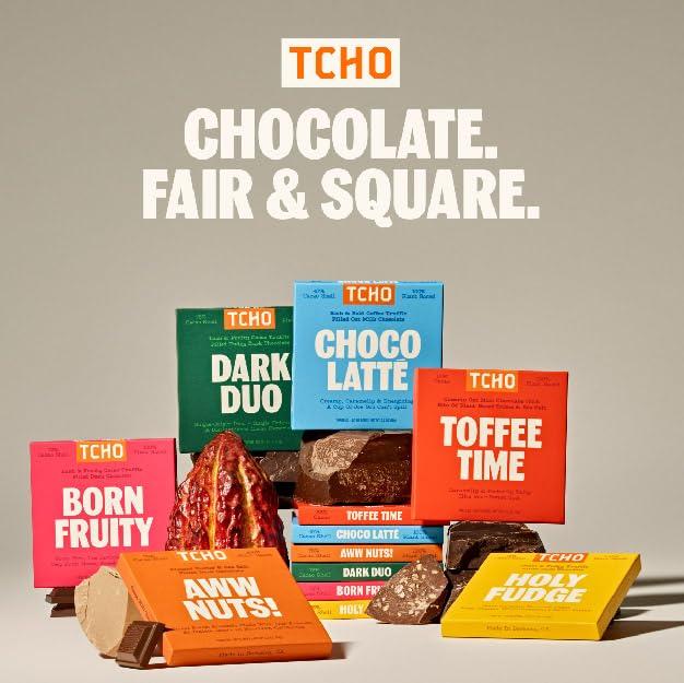 TCHO TCHO 3-Bar Dark Chocolate Variety Pack | Toffee Time, Choco Latte & Aww Nuts | Single Origin, Plant Based, Organic & Fair Trade, | Non GMO, Non-Dairy, Vegan, Soy Free (2.5oz each)