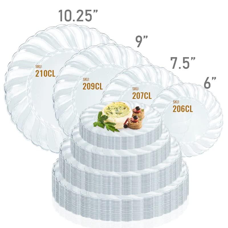 Smarty Had A Party Elegant Disposable Plastic Heavy Duty Dinnerware Sets, Flared Plastic Plates, Combo Set For Wedding, Birthday & All Occasions (Clear, 6\" Pastry Plates (216 Plates))