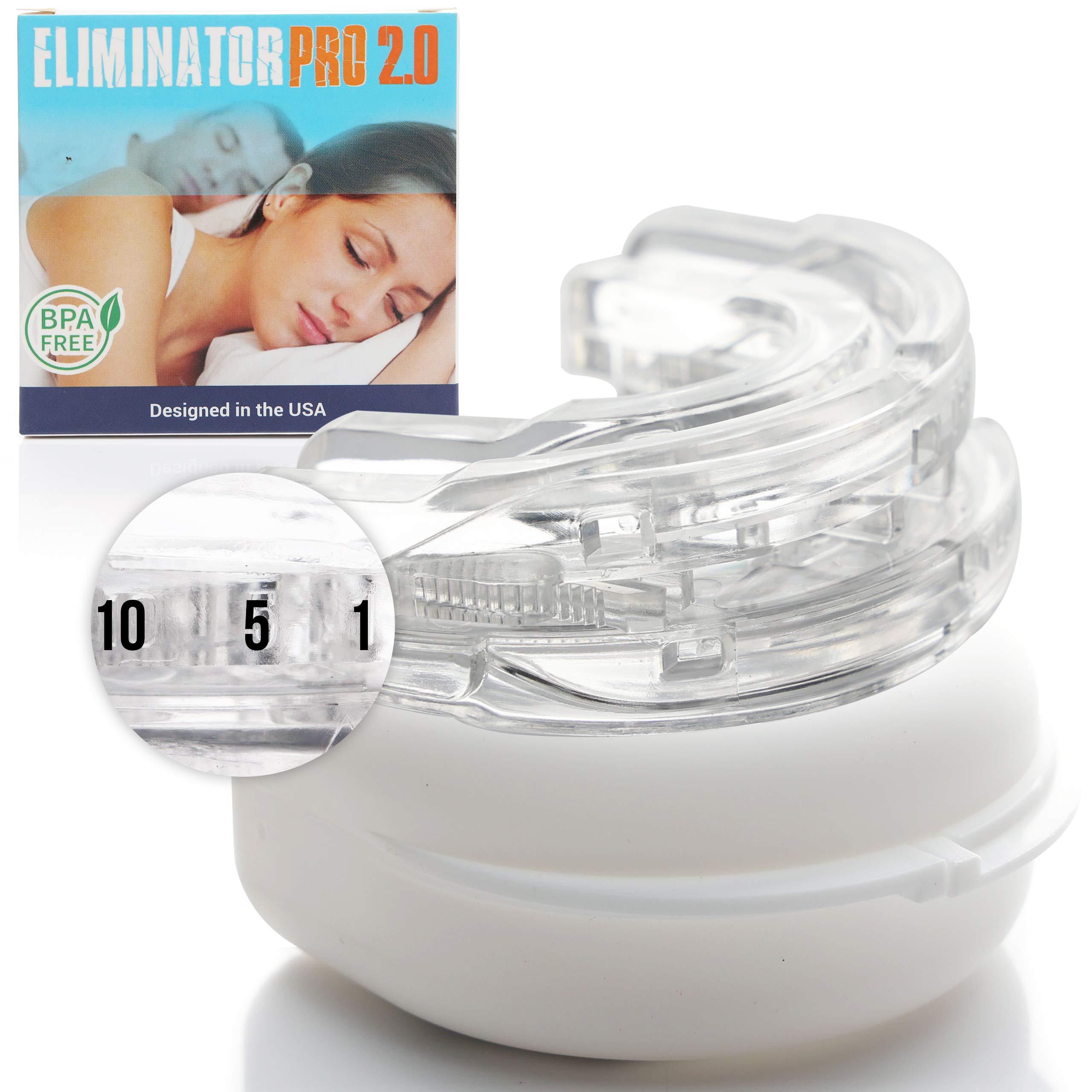 Eliminator Eliminator Pro 2.0 - Nighttime Dental Mouthguard - Bite Nightguard for Sleep to Reduce Clenching & Pain 2 Piece Adjustable Moldable & Comfortable