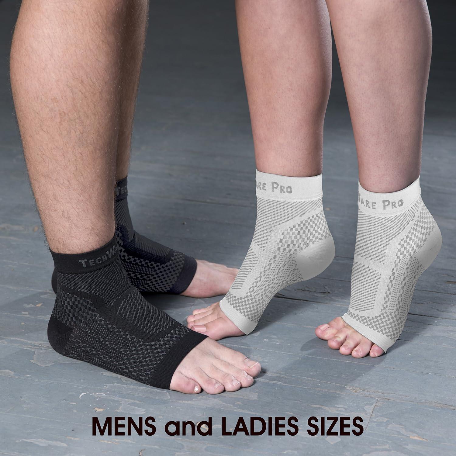 TechWare Pro TechWare Pro Ankle Brace Compression Sleeve - Relieves Achilles Tendonitis, Joint Pain. Plantar Fasciitis Foot Sock with Arch Support Reduces Swelling & Heel Spur Pain. (Black/Black, XXL)