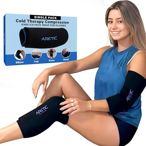 Arctic Neck Relief Cold Therapy Compression Ice Sleeve, Knee Ice Pack Wrap for Injuries, Elbow, Quad & Hamstring Relief, Flexible & Reusable Cold Wrap Recovery for Meniscus, ACL, MCL, Ice & Heat Therapy (X-Large)