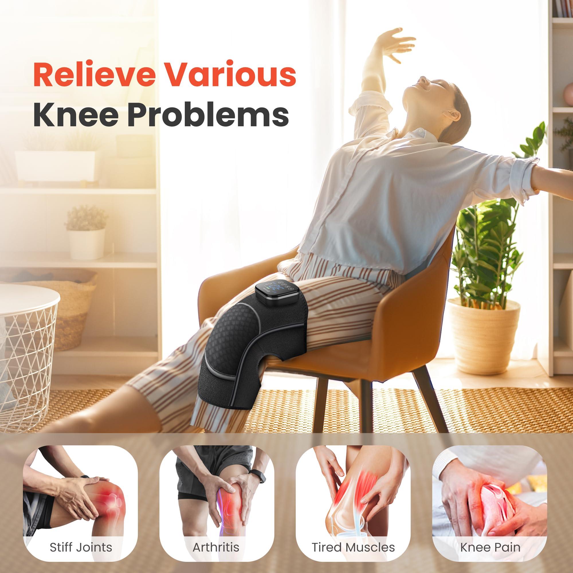 COMFIER COMFIER Cordless Knee Massager, Heated Knee Brace Wrap for Arthritis, Graphene Knee Heating Pad for Knee Pain, Electric Knee Support Fsa Hsa Eligible, Gifts for Men Women (1 Pack)