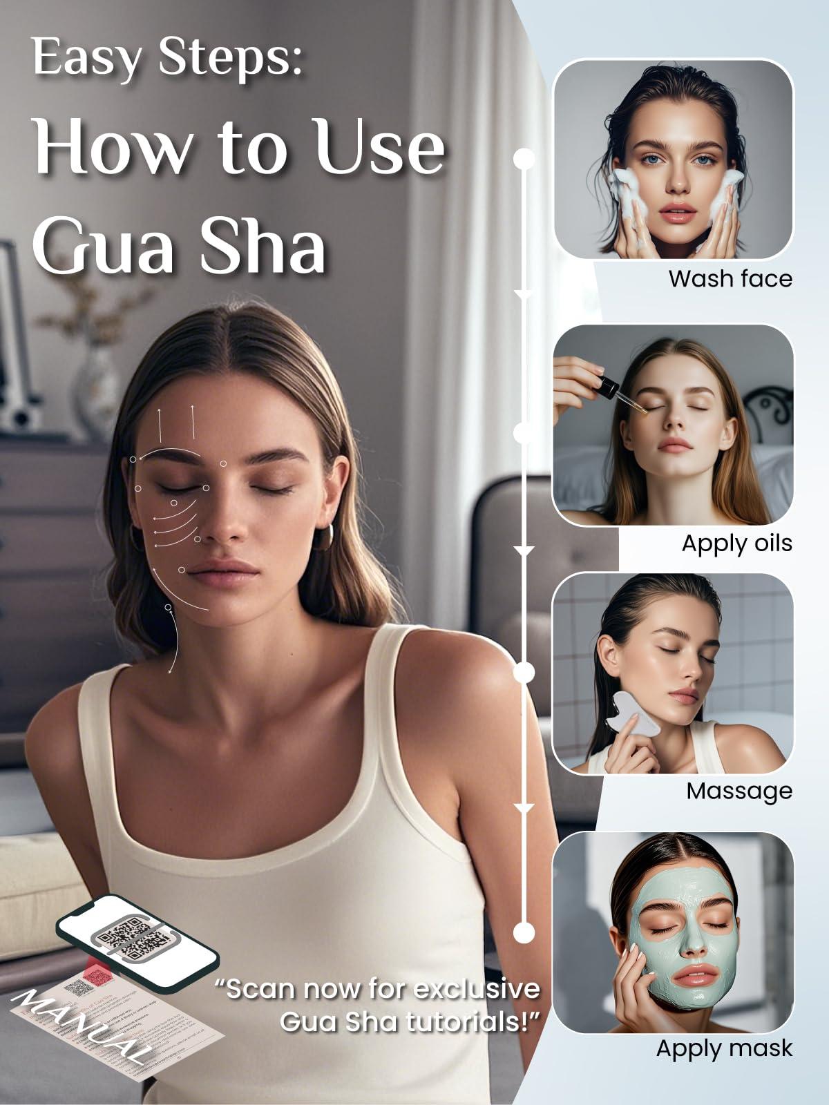Rena Chris Rena Chris Gua Sha Facial Tools, Stainless Steel Guasha Tool for Acupuncture, Manual Massage Sticks for Jawline Sculpting and Puffiness Reducing, Gua Sha Facial Massage Tool, Skin-Care Gift