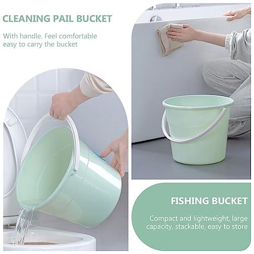 Amosfun Amosfun Plastic Buckets Plastic Bucket with Handle Round Water Bucket Bath Bucket Water Container for Camping Travel Beach Summer Party Accessory Green Cleaning Bucket