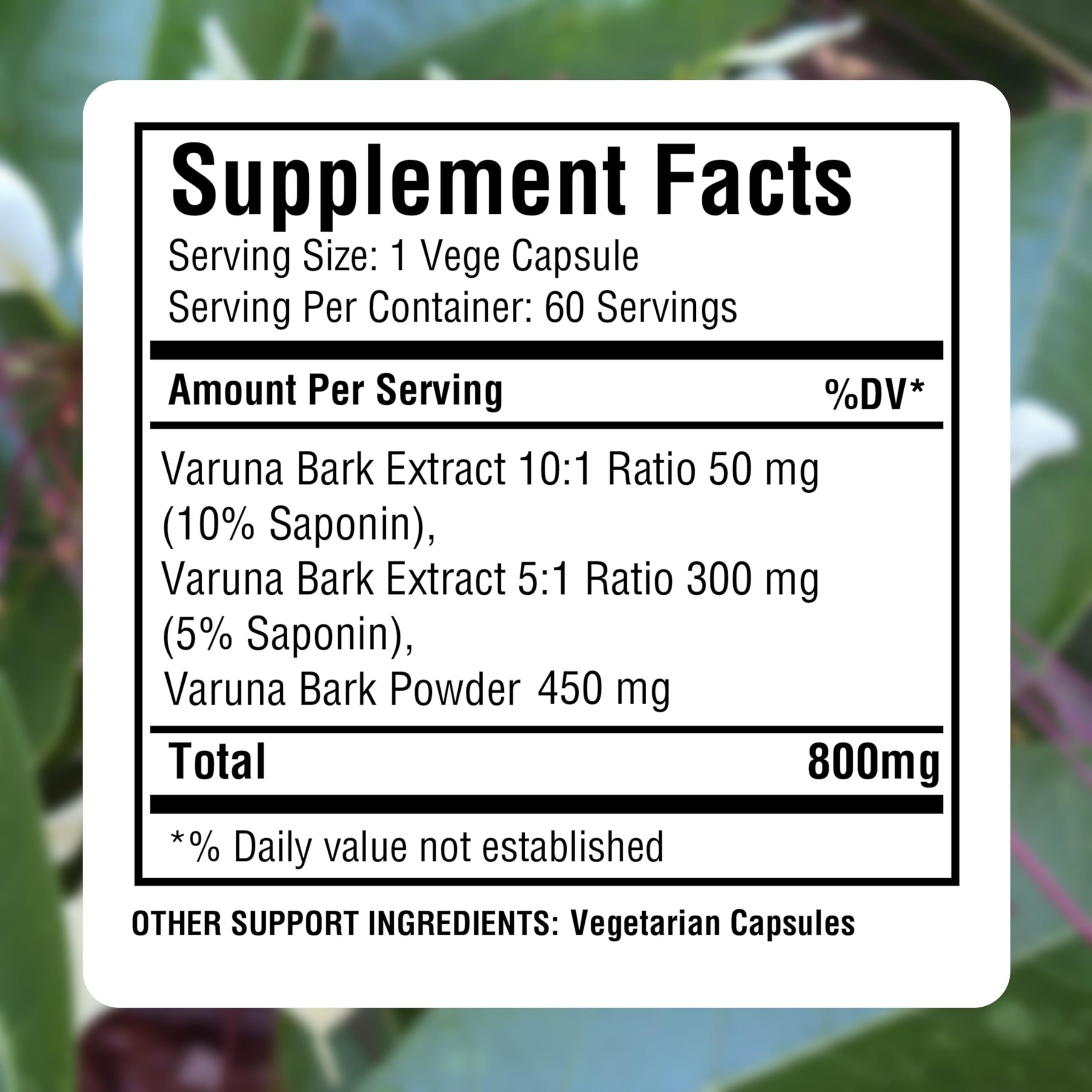 Herbsforever Herbsforever Varuna Nurvala Extract Capsules - Vegan & Gluten Free | Plant Based Supplement for Bladder & Kidney Function, 800 mg per Capsules (60 Nos)