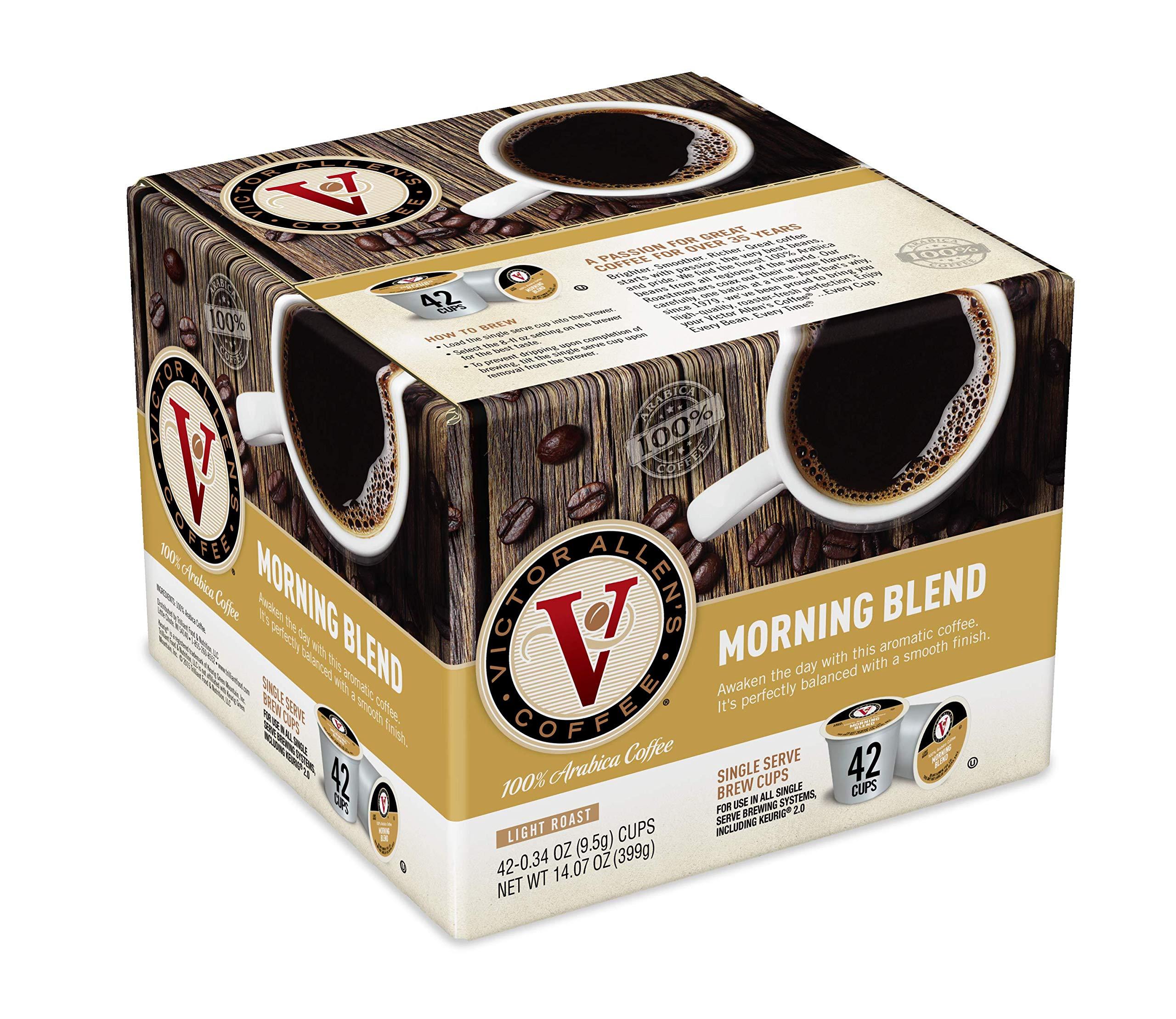 Victor Allen Victor Allen\'s Coffee Morning Blend and Decaf Morning Blend Coffee Pods for Keurig (80 Count)