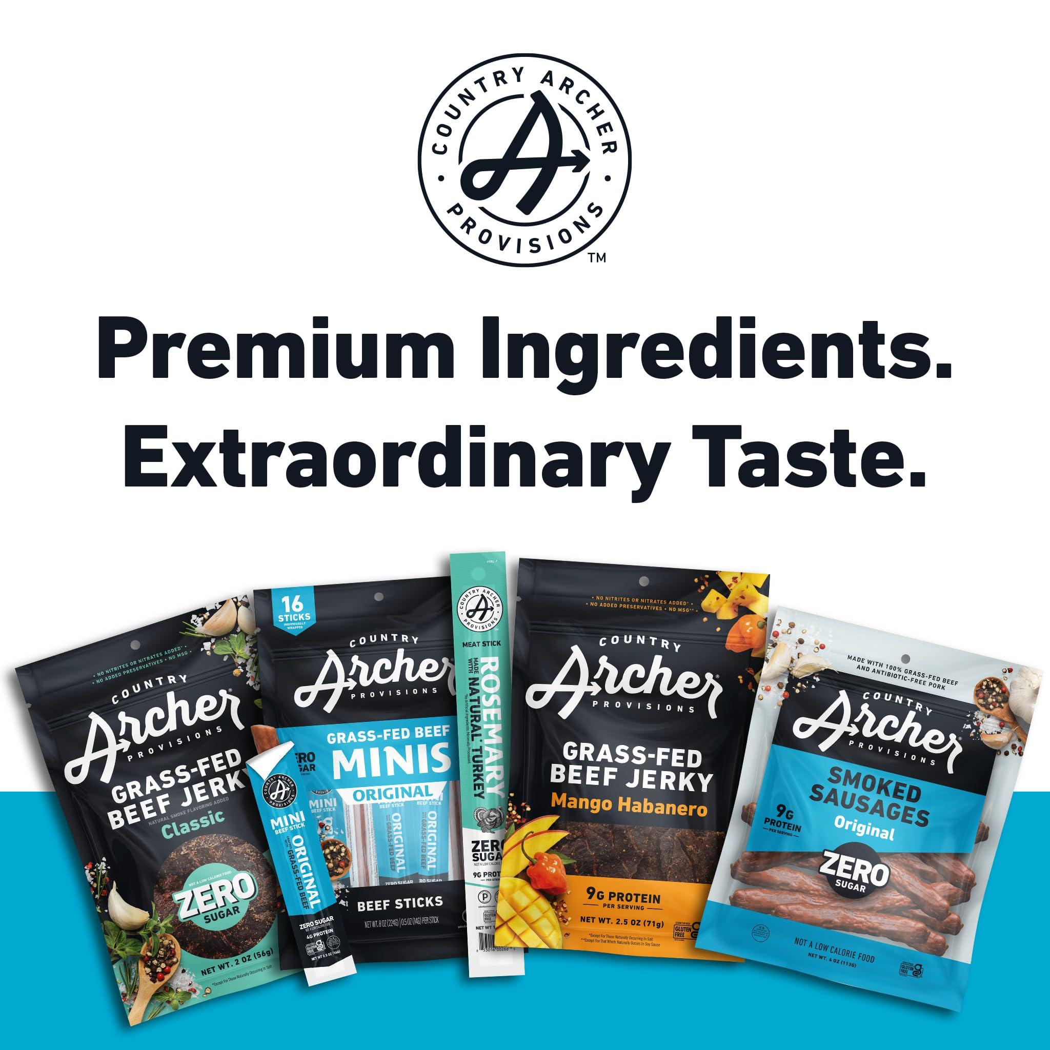 Country Archer Country Archer Mini Beef Jerky Sticks - Grass Fed Beef Sticks Individually Wrapped, Mini Beef Sticks Bulk, Beef Jerky Snack Packs, Gluten Free, Paleo, Keto - .5 oz Meat Sticks (Pack of 12)