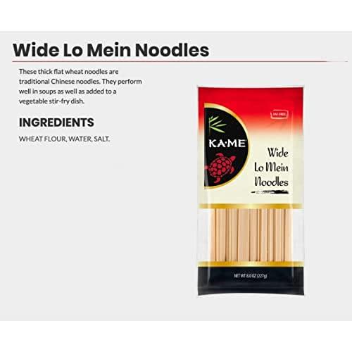 KA-ME Ka-Me Wide Lo Mein Noodles Chinese Pack Of 72 - Bulk Lo Mein Noodles Dry For Delicious And Authentic Quick Meals
