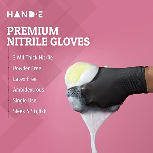 Hand-E Touch Hand-E Touch Black Nitrile Disposable Gloves Medium, 200 Count - BBQ, Tattoo, Hair Dye, Cooking, Mechanic Gloves - Powder and Latex Free Gloves