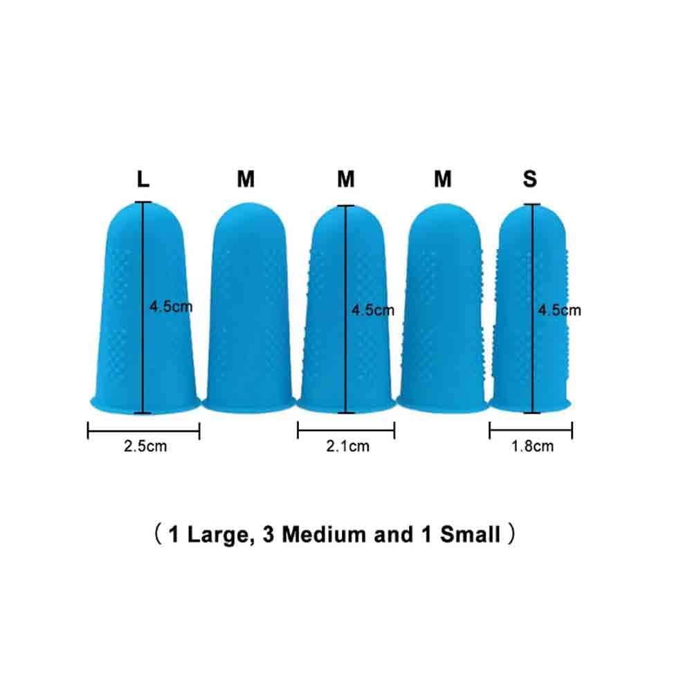 TOOLSTAR Finger Protectors 5 pcs Silicone Finger Protector Finger Cover Caps Anti-Cut Heat Resistant Anti-Slip Fingers Cover for Chopping, Sewing, Wax, Hot Glue (Green)