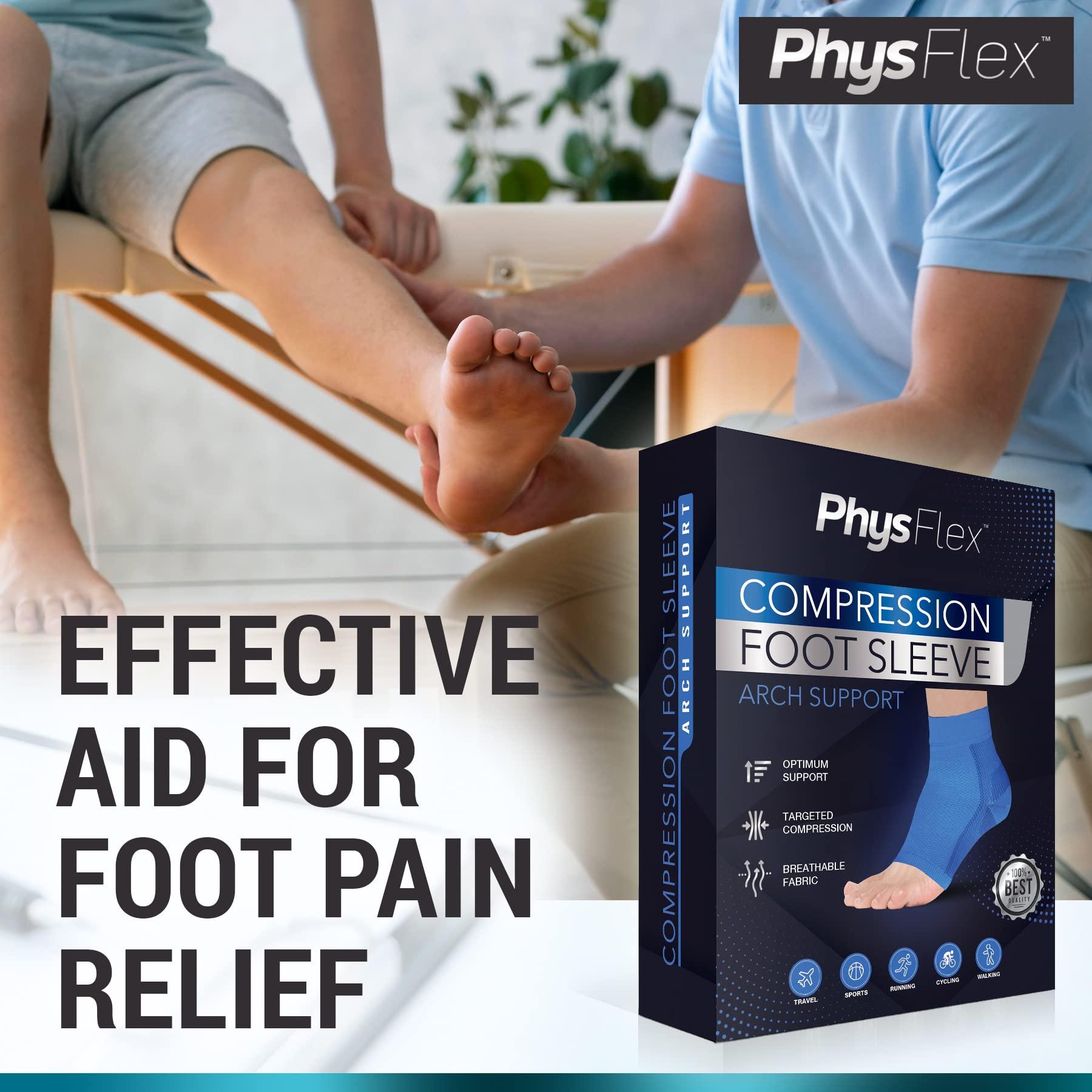 PhysFlex PhysFlex Compression Socks for Plantar Fasciitis, Achilles Tendonitis Relief - (1 Pair) Ankle Compression Sleeve for Heel Spurs, Foot Swelling & Fatigue - Arch Support Brace for Everyday Use