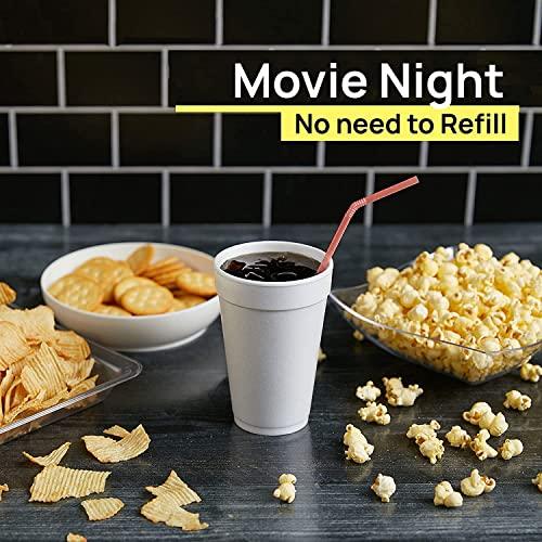 Shop Square 12 Oz Disposable Foam Cups (100 Pack), White Foam Cup Insulates Hot & Cold Beverages, Made in the USA, To-Go Cups - for Coffee, Tea, Hot Cocoa, Soup, Broth, Smoothie, Soda, Juice