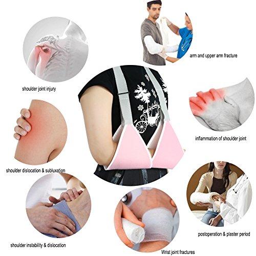 Zerone Adjustable Arm Sling Shoulder Support Sprain Fracture Brace Strap for Children Adult 2 Colors (Pink)