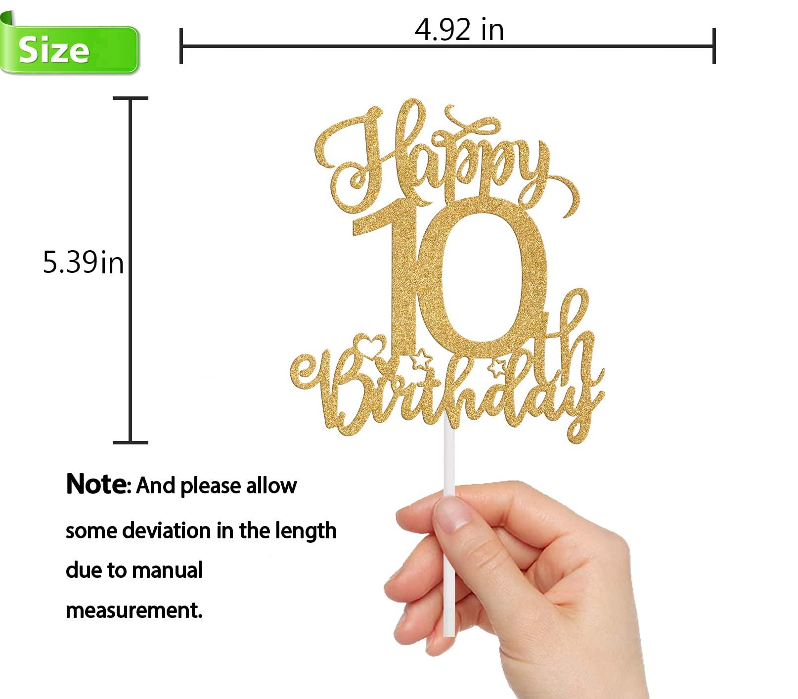 Four Ever Sweet Happy 10th Birthday Cake Topper, 10 Year Old Birthday Decorations, In My Double Digits Era Party Cake Decor Sign, Adios Single Digits Party Supplies Gold