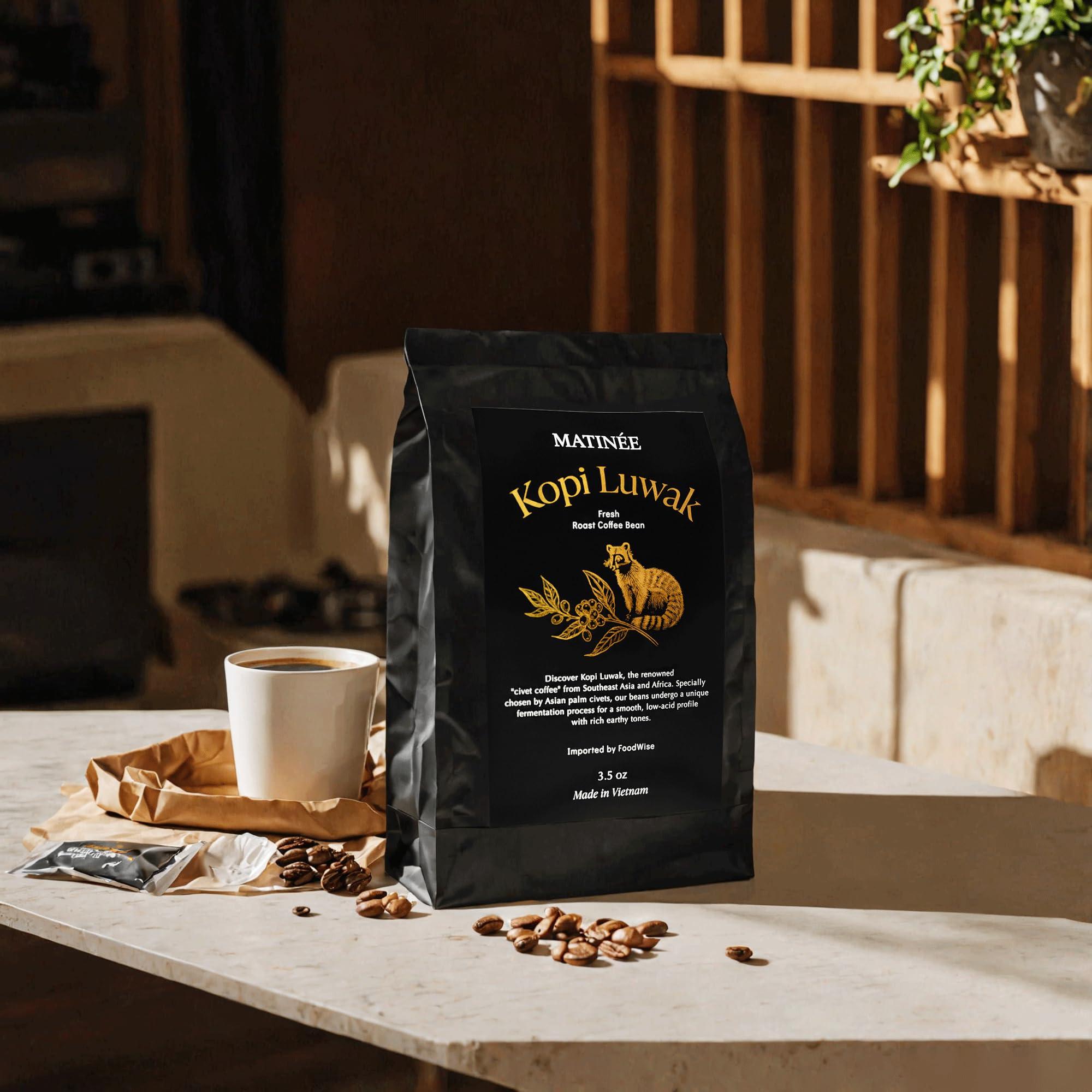 MATINE MATINE Wild Kopi Luwak Coffee Beans, Medium Roast, Whole Bean Coffee, Civet Coffee, Wild Kopi Luwak Coffee - Sustainably Sourced From Vietnam, 8.8oz / 250 Grams