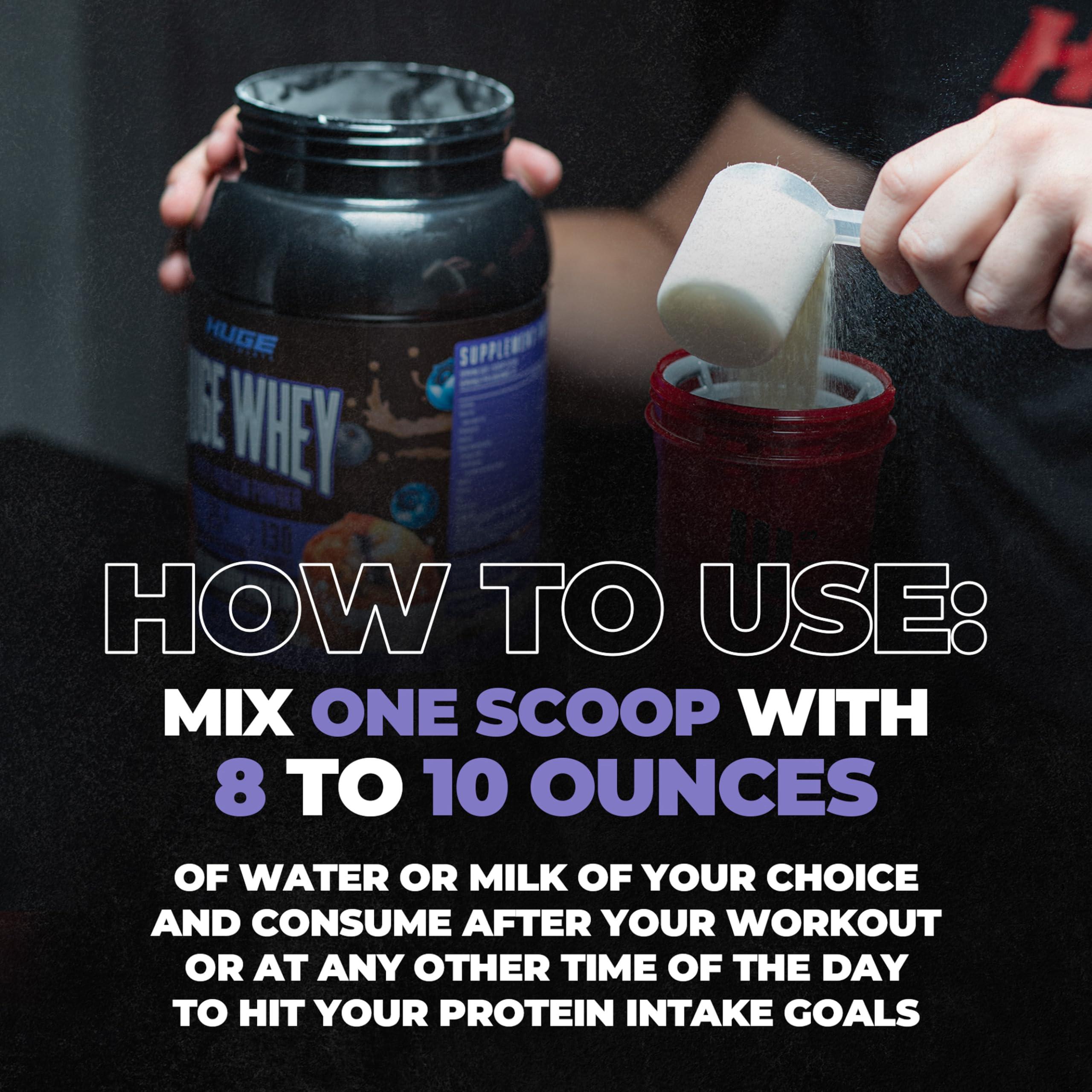 Huge Supplements Huge Whey, Protein Powder for Muscle Gain, 25g Protein, 12g EAAs, Supports Muscle Growth, Performance & Recovery (Blueberry Muffin, 30 Servings)