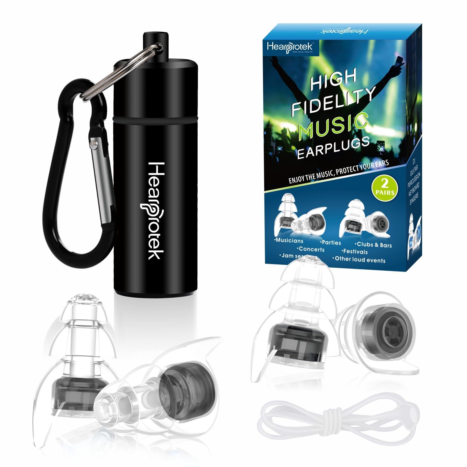 Hearprotek Hearprotek Concert Ear Plugs, 2Pairs Reusable high Fidelity Musician Ear Plugs for Concerts Loud Music-Noise Reduction Ear Protection earplugs for Rave,Festival,Music,Tinnitus Relief