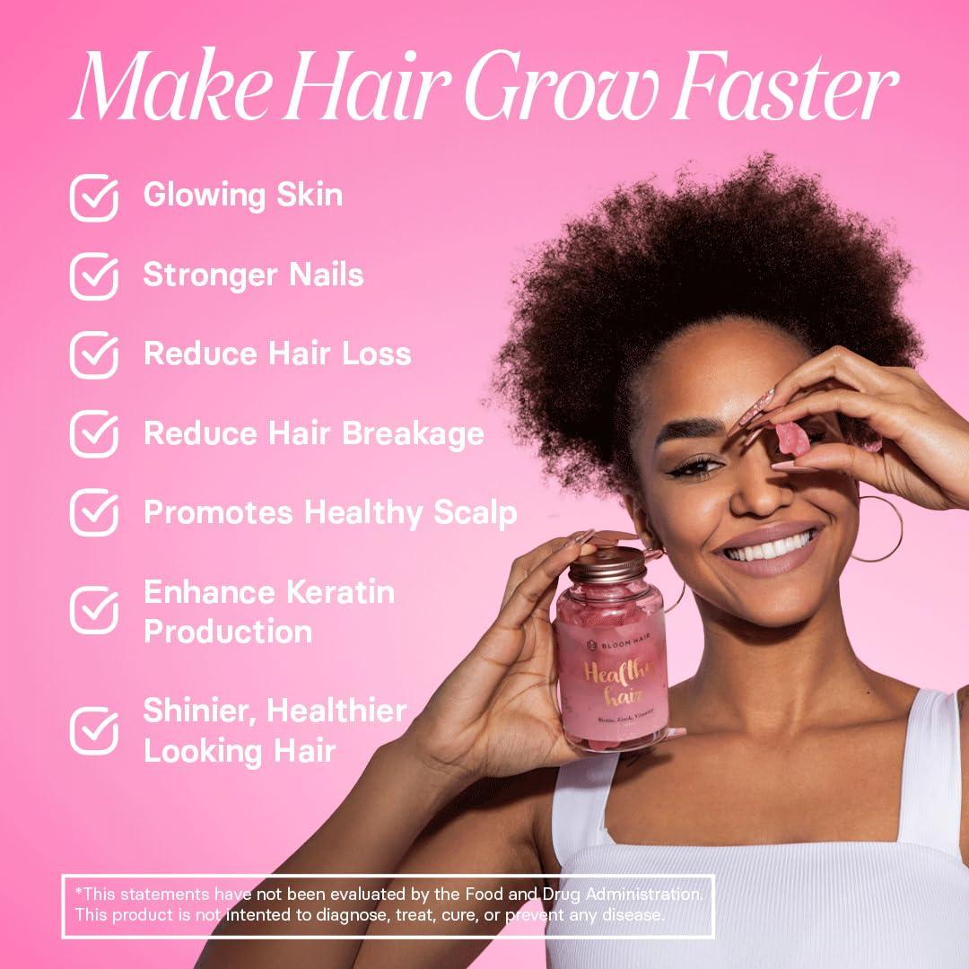 Bloom Hair Bloom Hair Gummies Hair Vitamins for Faster Hair Growth - Hair Skin and Nails Vitamins & Biotin Vitamins for Rapid Hair Growth - Hair Growth Supplement for Women & Biotin Gummies for Hair Growth