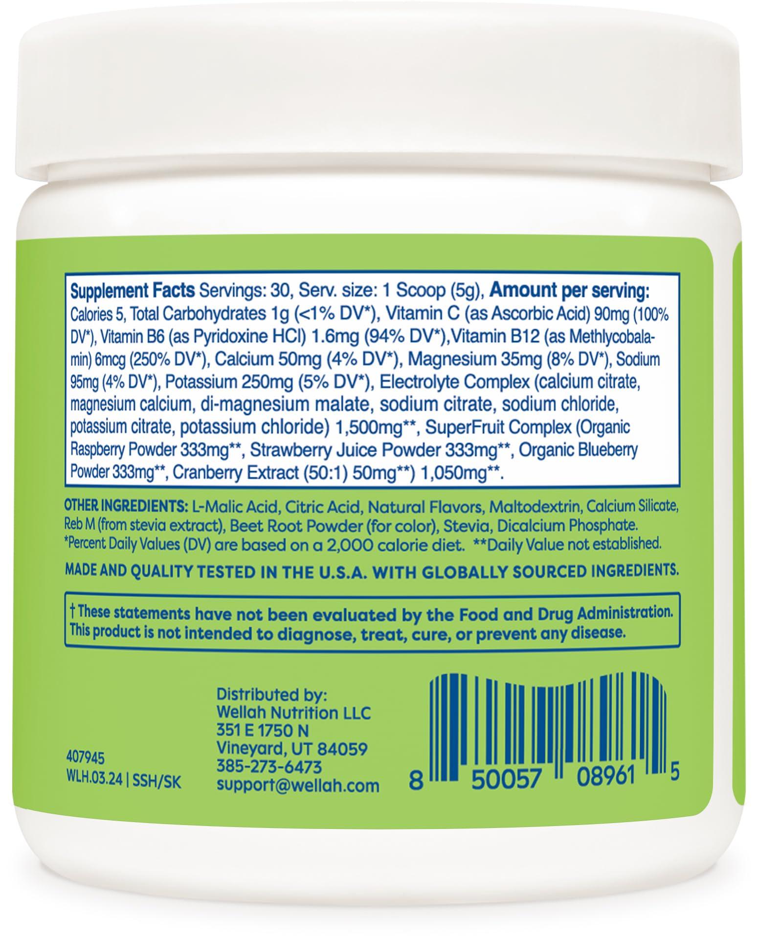 Wellah Wellah Splish Splash Hydration Electrolyte Drink Mix (Strawberry Kiwi Flavored, 30 Servings)