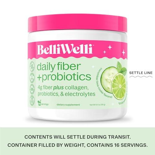 Belli Welli Belli Welli Daily Fiber Supplement with Added Collagen, Probiotics and Electrolytes | Supports Digestive Health and Regularity | Cucumber Lime Cooler | 16 Servings