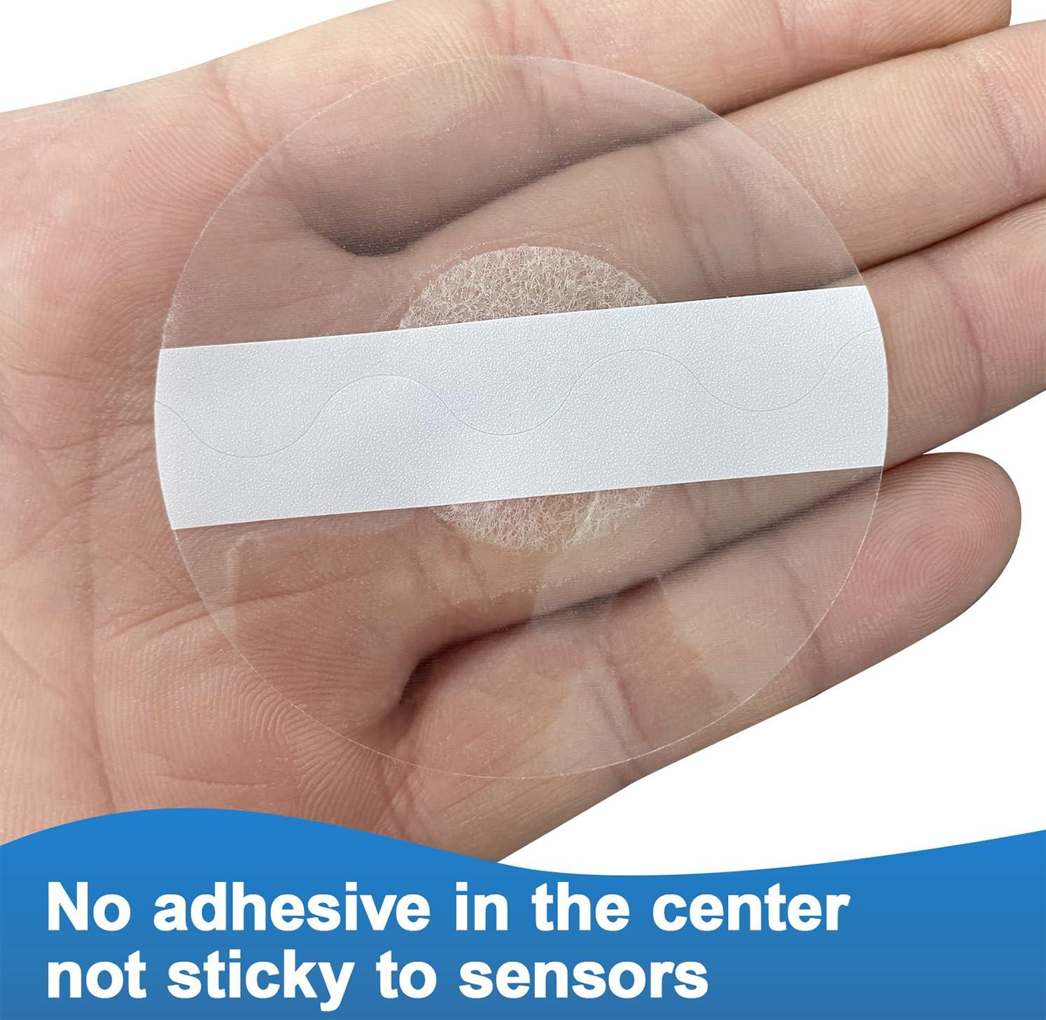 GTAGKOMMEN Sensor Covers for Libre 3, Waterproof-40 Pack Freestyle Adhesive Patches, Transparent Precut CGM Overpatch Tape Lasting to 14 Days Protect Your Sensor, Without Hole & No Glue On The Center -GTAGKOMMEN