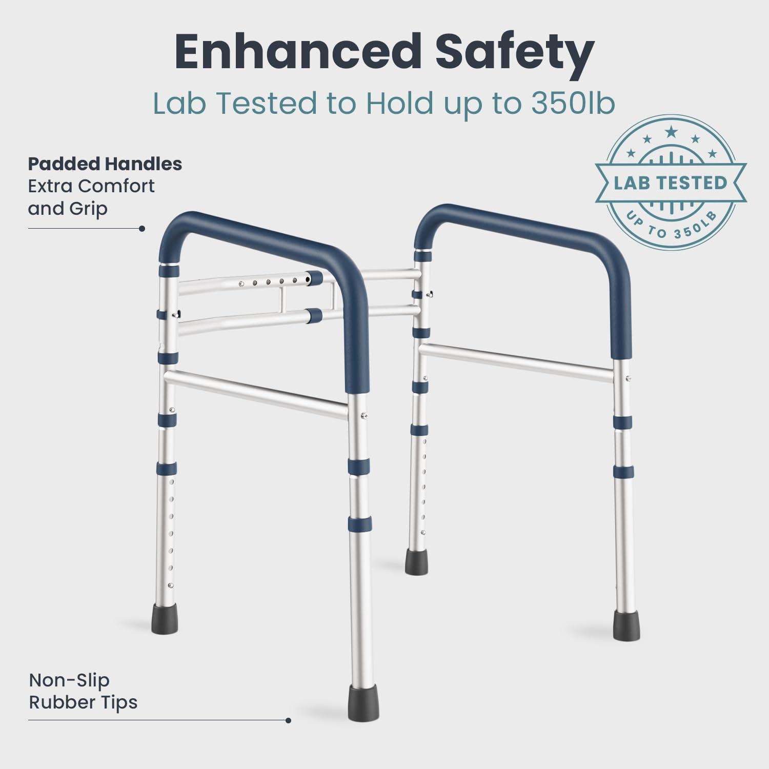 PELEGON FSA/HSA Eligible - Toilet Safety Rails (350 lb) - Adjustable Toilet Safety Frame & Rails, Toilet Safety Rail for Elderly Adults, Toilet Handles for Seniors, Toilet Bars for Elderly & Handicap
