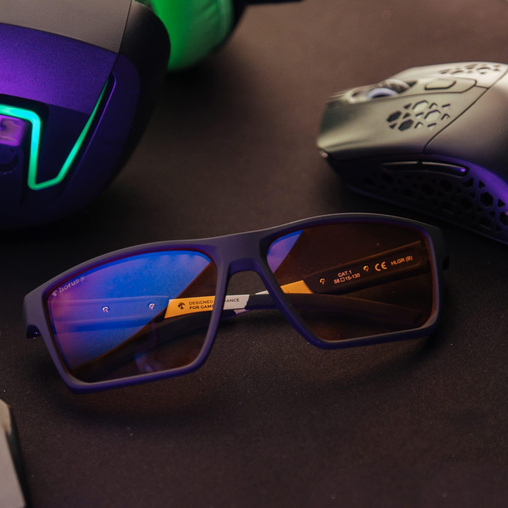 Horus X Horus X - Gaming Glasses | Blue Light Blocking Computer Screen Glasses | Anti Fatigue & Eyestrain for Men and Women | Black