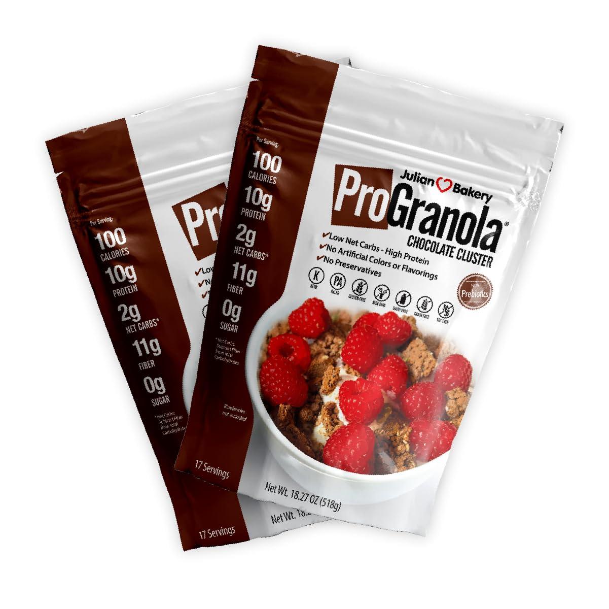 Julian Bakery Julian Bakery ProGranola Cereal | Chocolate | 13g Protein | Paleo | 3 Net Carbs | Gluten-Free | Grain-Free | 2 Pack