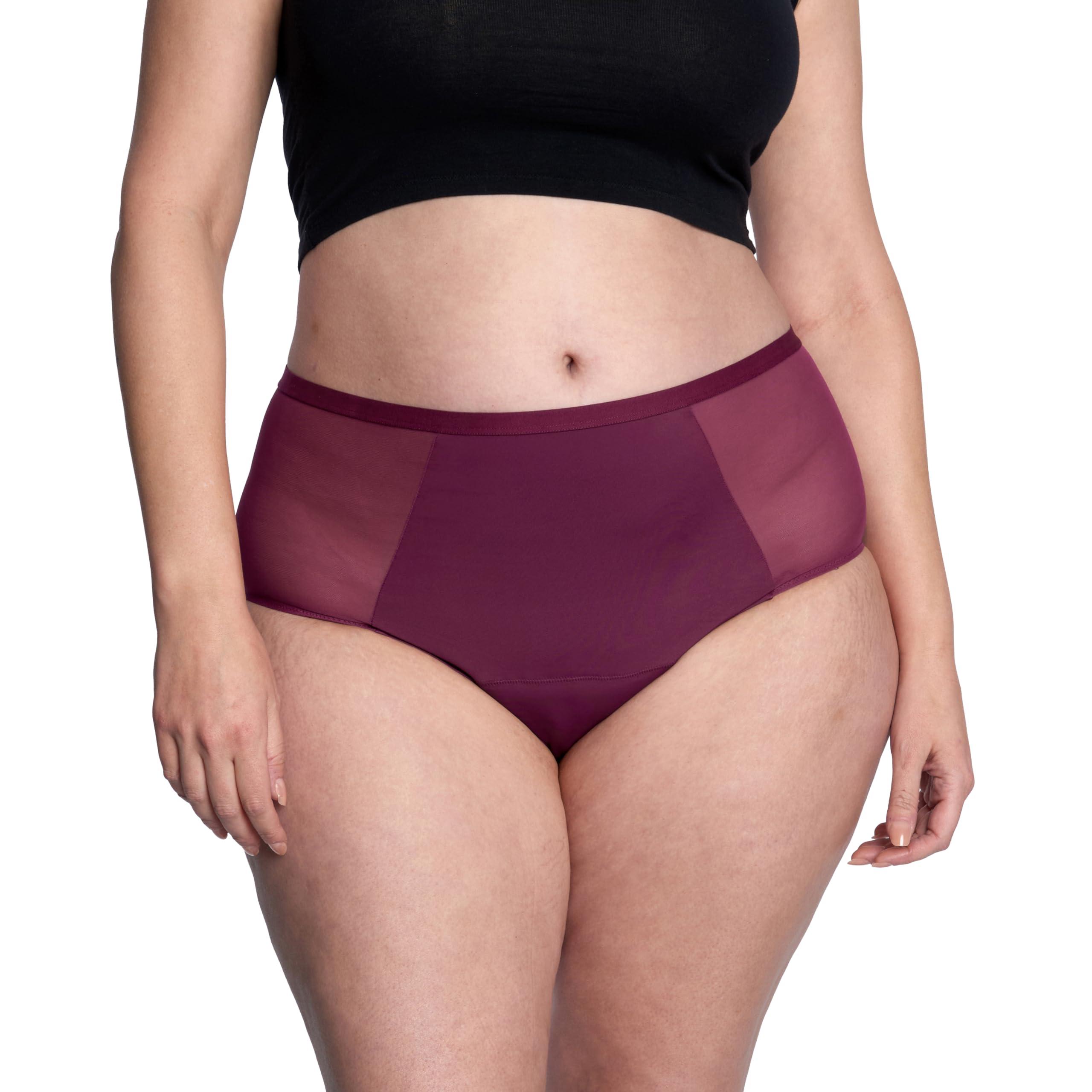 THINX Thinx Period Underwear, Comfort-Stretch Hi-Waist, Holds Up to 12 Tampons, FSA HSA Approved Period Panties, All-Day Absorbency Menstrual Underwear for Women, Leakproof & Reusable, Plum, L,