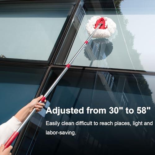 TIDYKITC TIDYKITC Mop Replacement Handle Compatible with Ocedar Mop Head and Broom, 4-Section 30\" to 58\" Spin Mop Stick Compatible with O Cedar Mop Replace Base (Mop Base&Refill not Included)