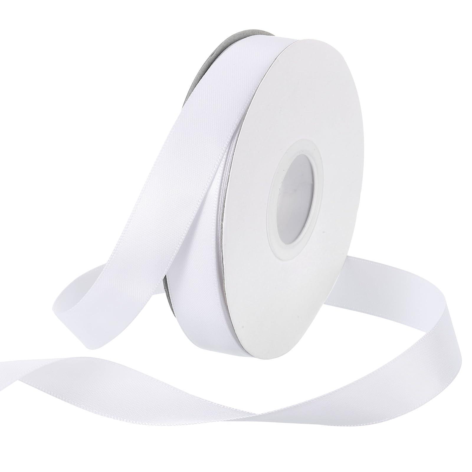 Rebower Rebower 1/4 Inch 25 Yard Satin Ribbon Thick Double Face Grosgrain Silk Ribbon, [for Gift Wrapping, Hair Bows, Wedding, Cake, Flower] - White