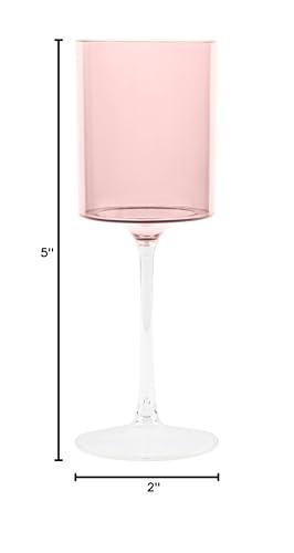 PLASTICPRO PLASTICPRO 10 Pack Plastic Wine Goblets 9 oz Two Tone Elegant Disposable Wine Glasses with Stem Reusable Hard Plastic Drinking Glasses for Parties Weddings, Pink and Clear