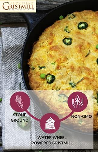 HOMESTEAD GRISTMILL Homestead Gristmill Stone Ground White Cornmeal - Non-GMO, Chemical-Free Finely Ground Corn Meal- Long Shelf Life - Made In The USA - 10 Pounds