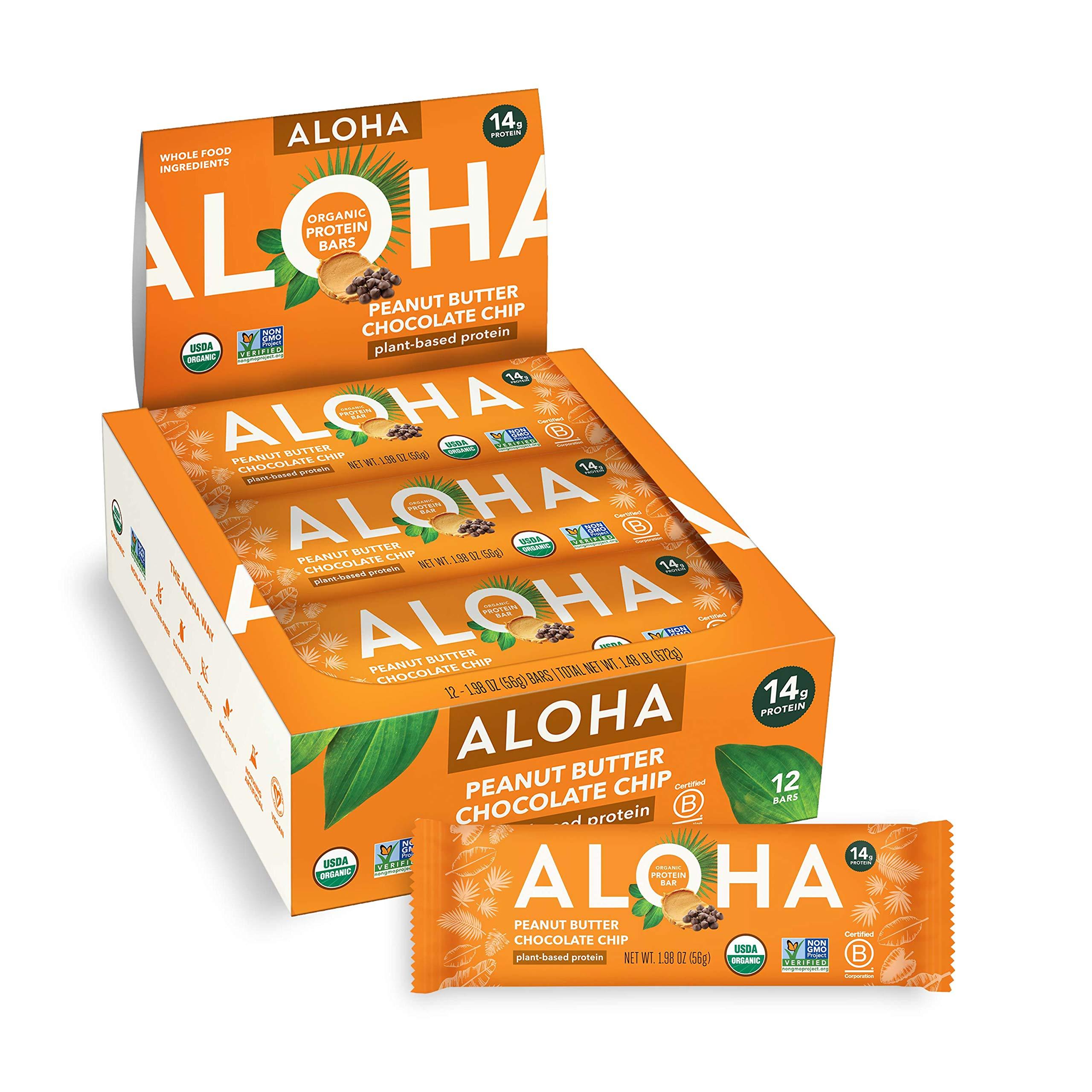 ALOHA ALOHA Organic Plant-Based Protein Bars - 6 Flavor Variety Pack (12 Count) + Peanut Butter Chocolate Chip (12 Count) | Vegan, Gluten-Free