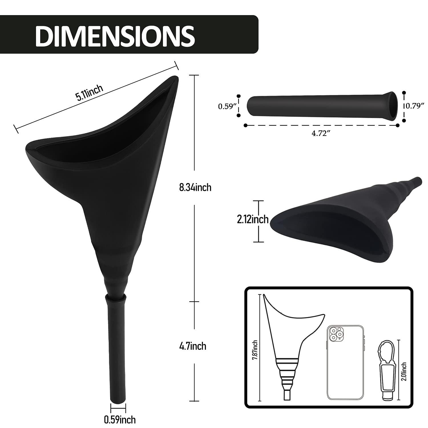ABXLNIU ABXLNIU Female Urination Device, Portable Urinals for Women with Pee Tube, Silicone Pee Funnel for Women to Wee Standing Up Used for Car, Hiking (Black)