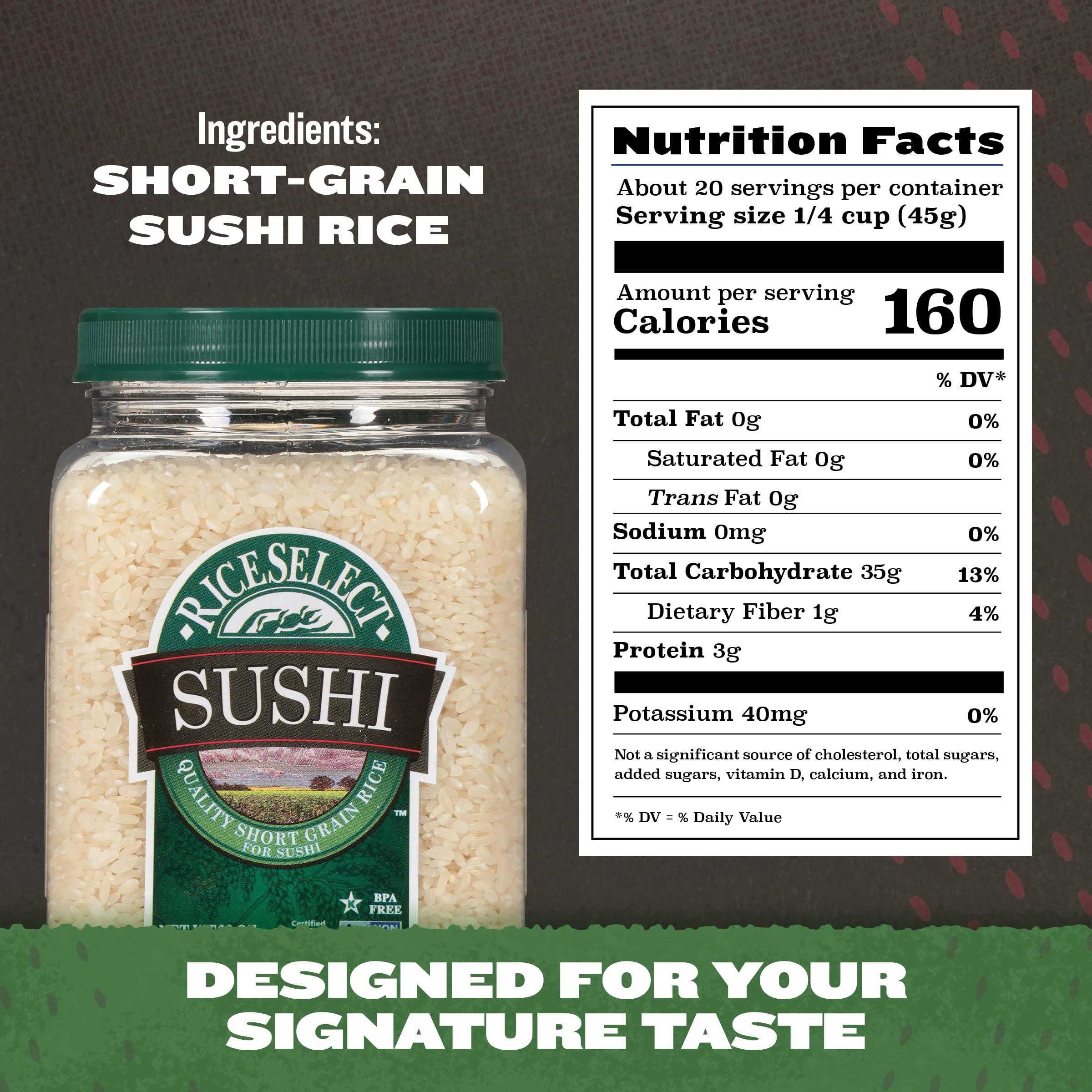 RiceSelect RiceSelect Sushi Rice for Sushi and Japanese Food, Premium Gluten-Free Short-Grain Rice, Non-GMO, 32-Ounce Jar (Pack of 2)