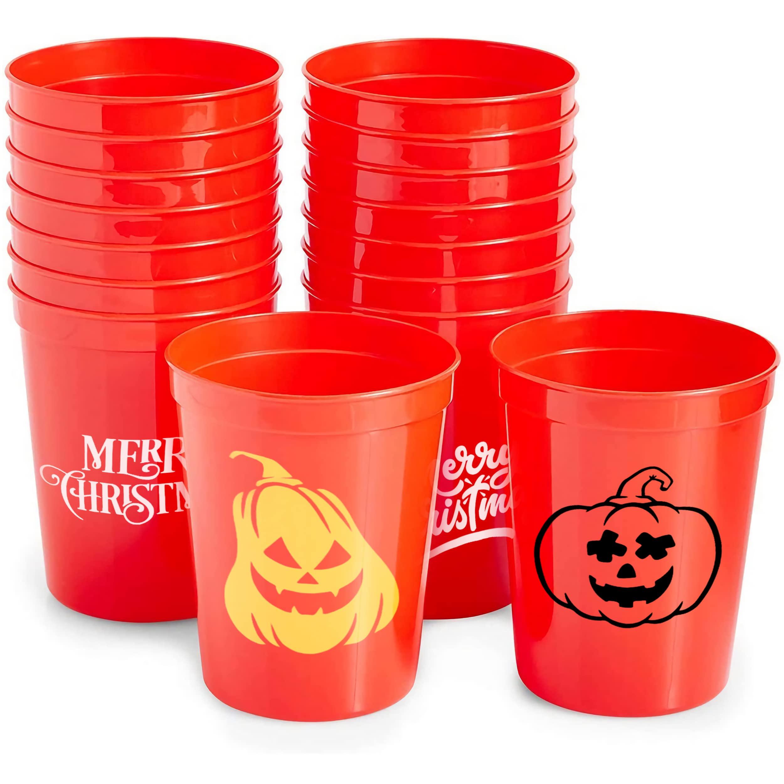 Grozon 1000PCS Custom Stadium Cups Personalized Plastic Cups Disposable Cups Bulk 16 oz Plastic Cups