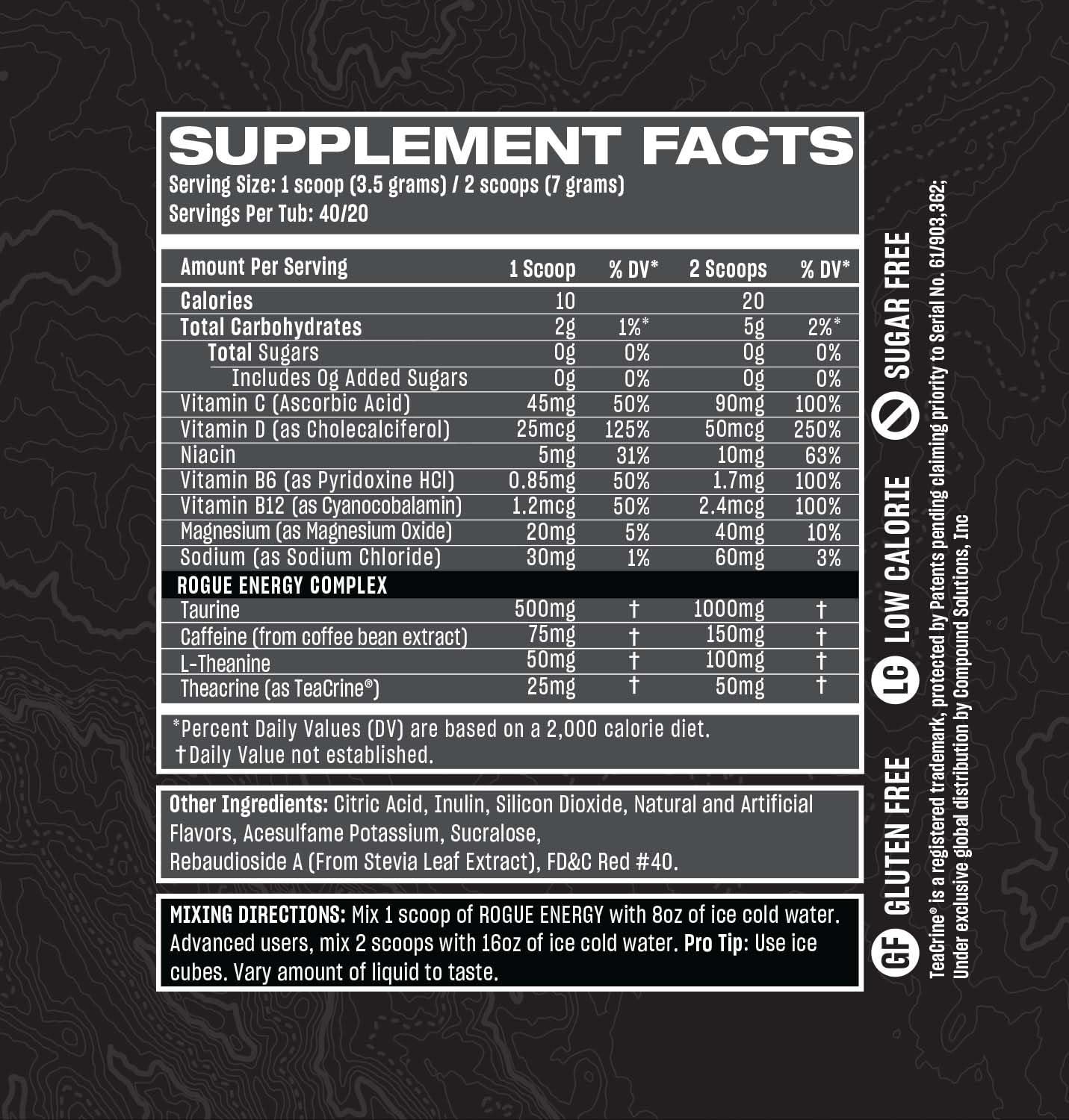 Rogue Energy Rogue Energy Energy Drink Powder for Long Gaming Hours - Energy Powder for Mental Focus - Sugar & Gluten Free - Gaming Supplement with Caffeine & Vitamins - Made in USA (Sour Candy - 40 Servings)