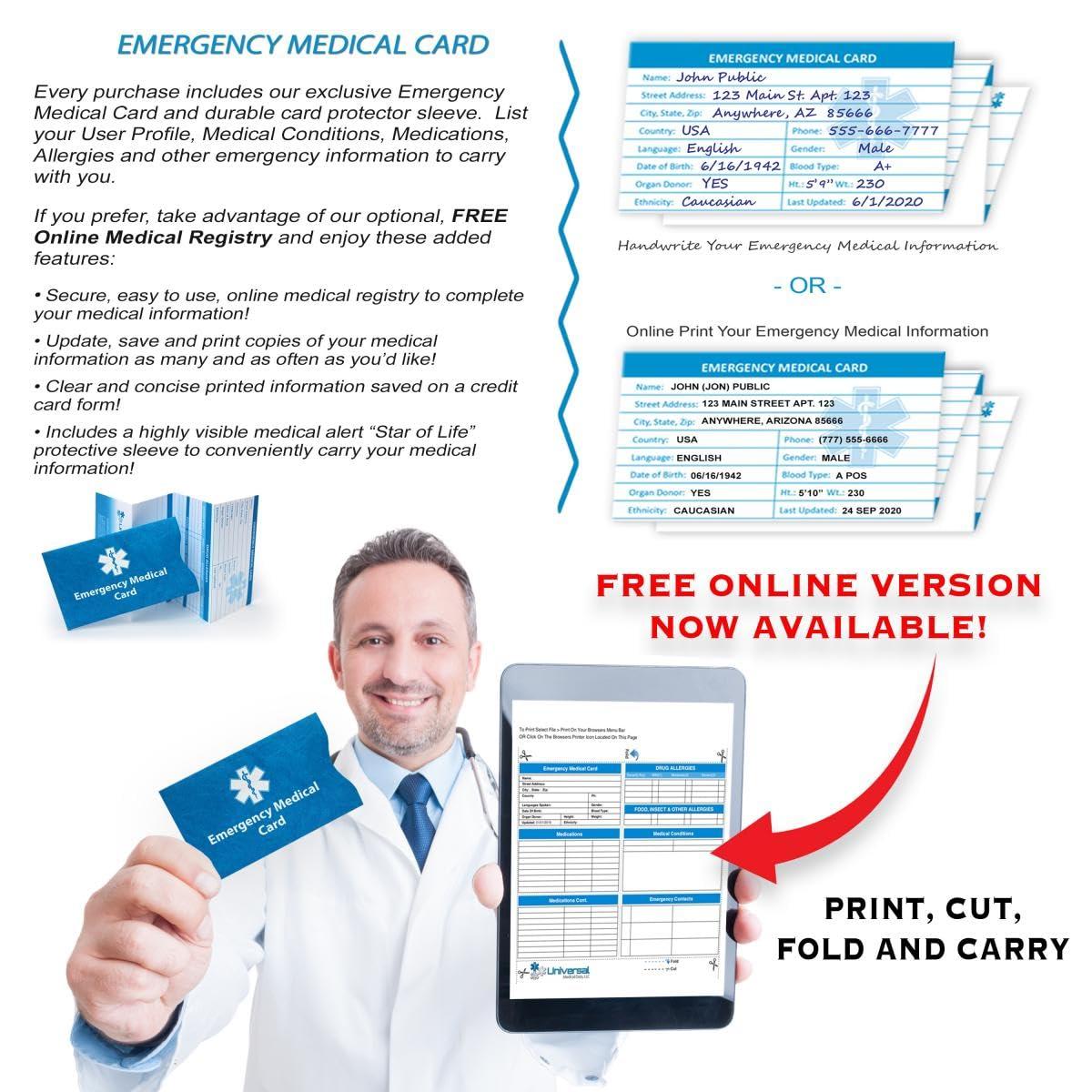 Universal Medical Data MedicBand Medical ID Bracelets for Men and Women. Incl. 4 Lines Custom Engraving, Emergency Medical Information Card, Complimentary Access PHR (Personal Health Record) - Royal Blue