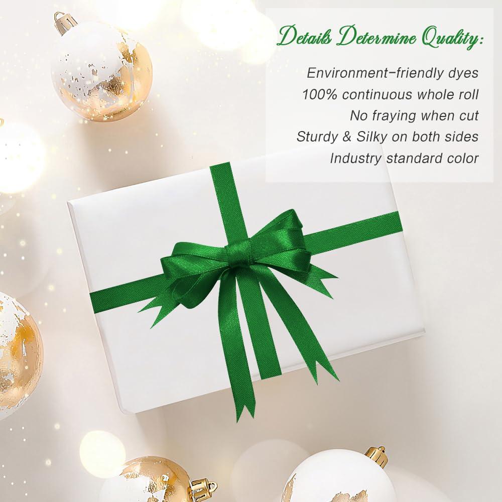 OALCQ Sage Green Ribbon For Gift Wrapping Christmas Ribbon 3/8 In 25 Yards Ribbon For Easter Ribbon Holiday Ribbon Green Wrapping Ribbon Wired Ribbon Graduation Ribbon Gift Class of 2024 Ribbon Satin Ribbon