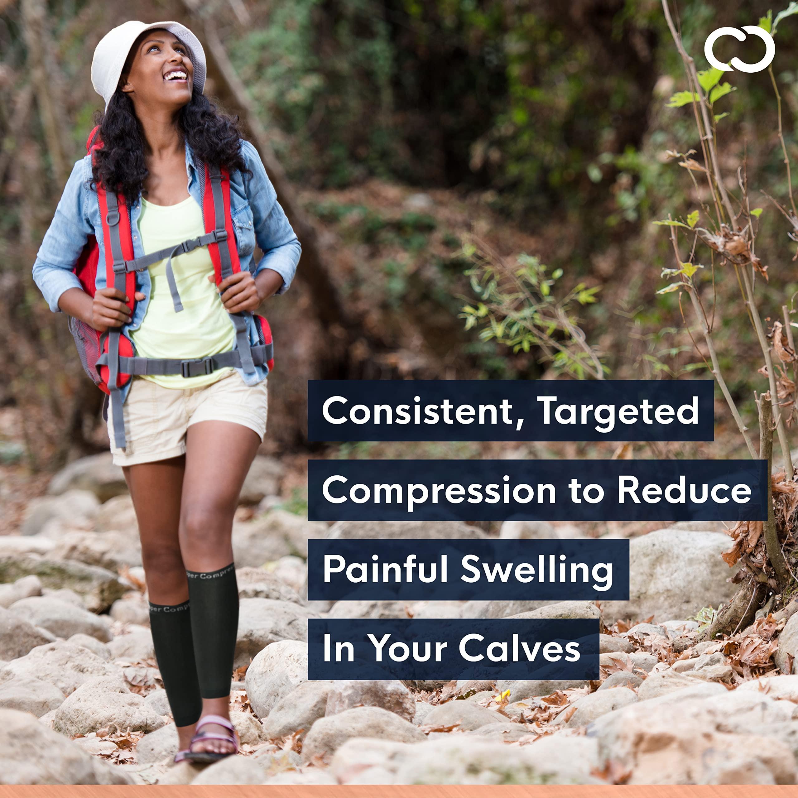 Copper Compression Copper Compression Calf Sleeves for Shin Splints, Varicose Veins, Arthritis, Sprains, Running, Cycling - Men & Women - 1 Pair